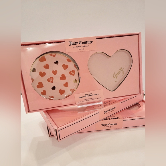 Juicy Couture Accessories - Juicy Couture Pink Heart Trinket Tray Set